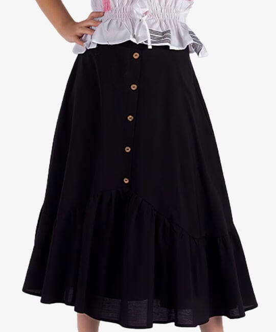 Wavy Skirt Black Color Girls General PAFIM 