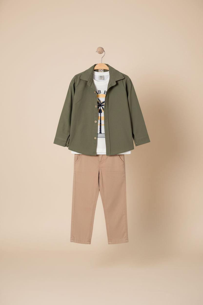 Boys' 3-Piece Palm Paradise Set - Shirt, Chinos and T-Shirt (2-6 Yrs) boy outfit Not specified