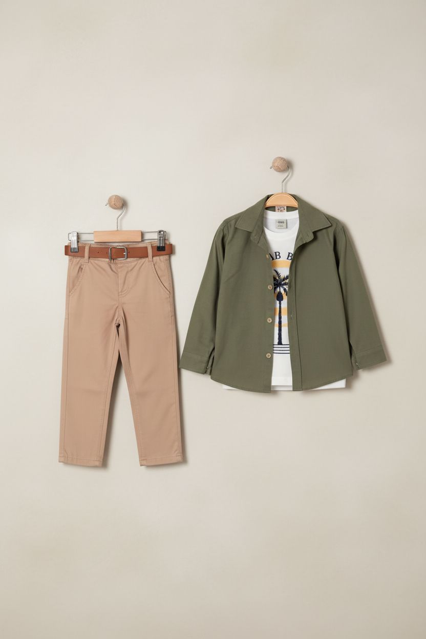 Boys' 3-Piece Palm Paradise Set - Shirt, Chinos and T-Shirt (2-6 Yrs) boy outfit Not specified