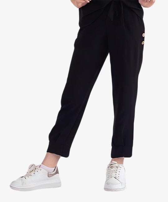 Black Pull-On Trousers with Elastic Waistband General PAFIM