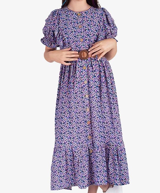 Belted Floral Girls Shirt Dress KIDS WEAR PAFIM