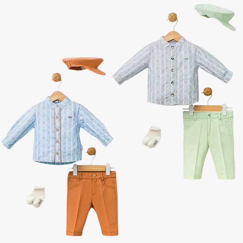 5 Pieces Gift Baby And Toddler Set- Coordinated Pants and Shirt General Babydola