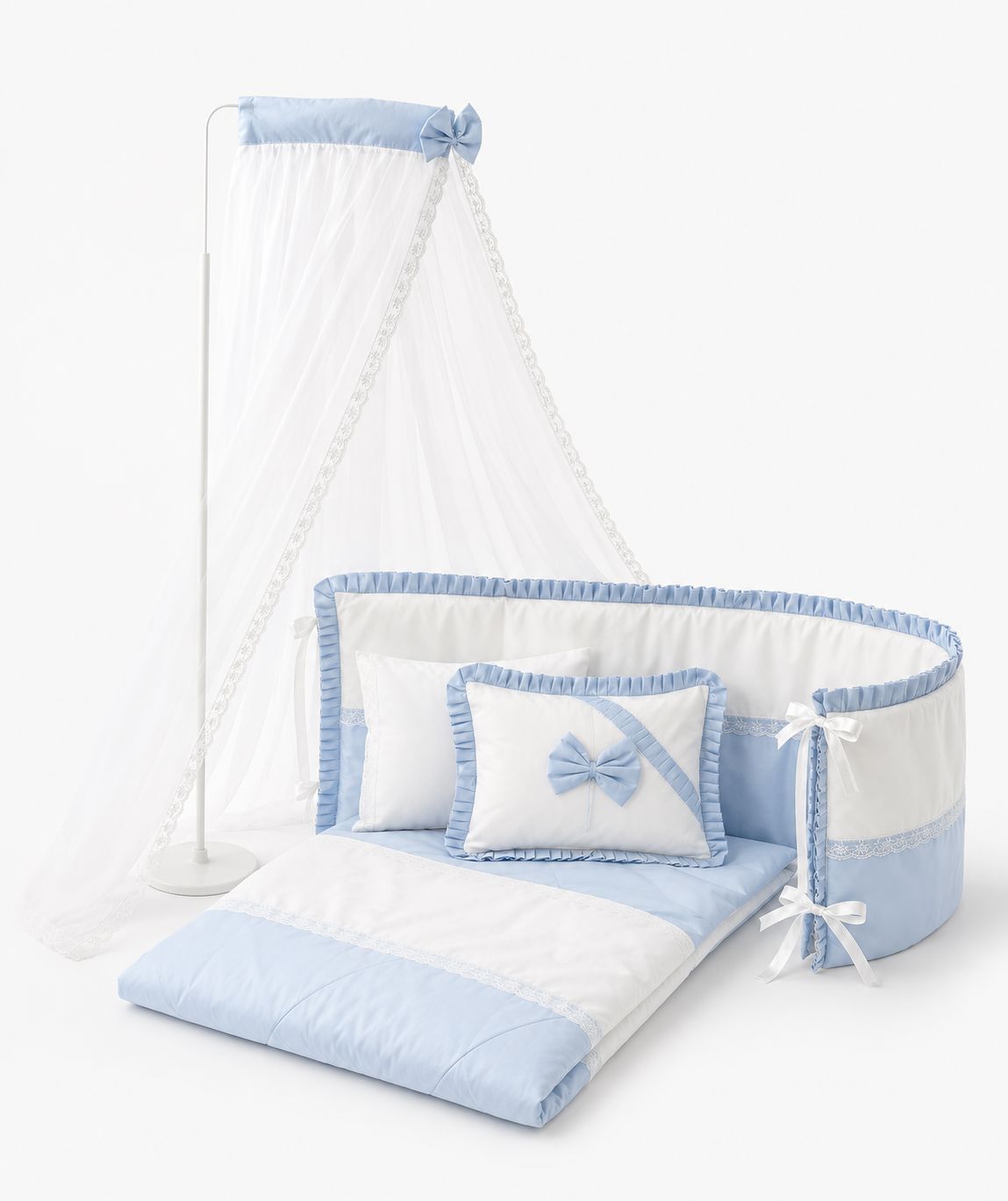 MeltemKids Bambino 9-piece baby bedding and mosquito net set for 70 × 110 cm crib