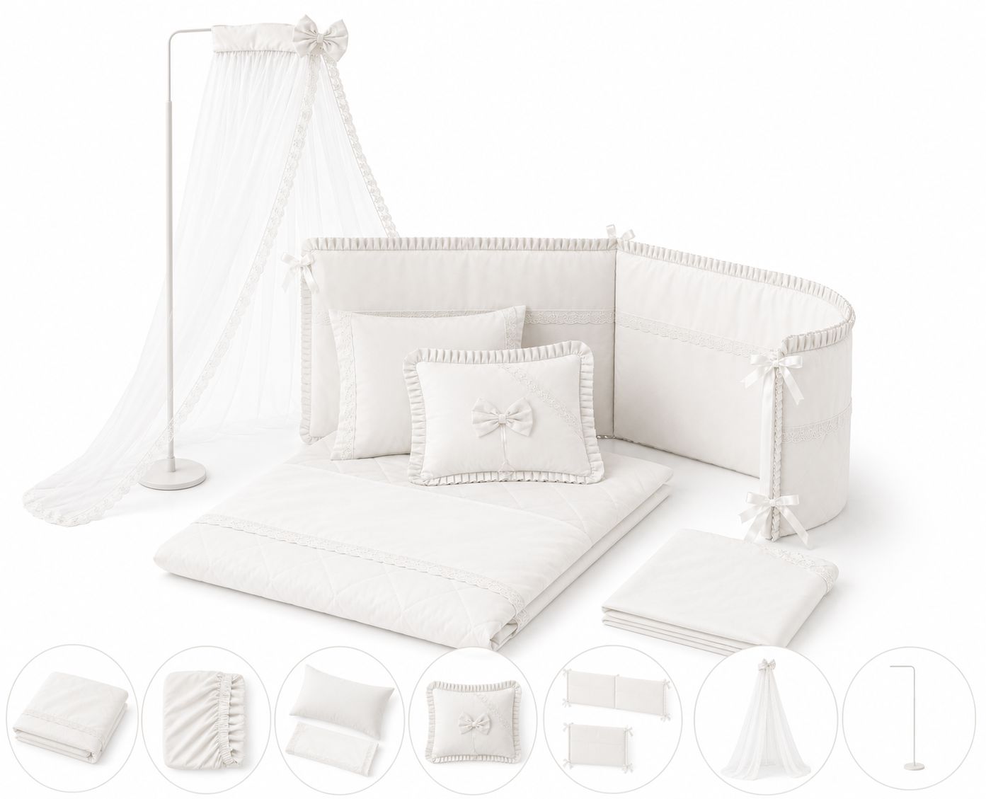 MeltemKids Bambino Baby Bedding & Mosquito Net Set – 9 Pieces | 70 × 110 cm Baby Bedding Set Meltemkids