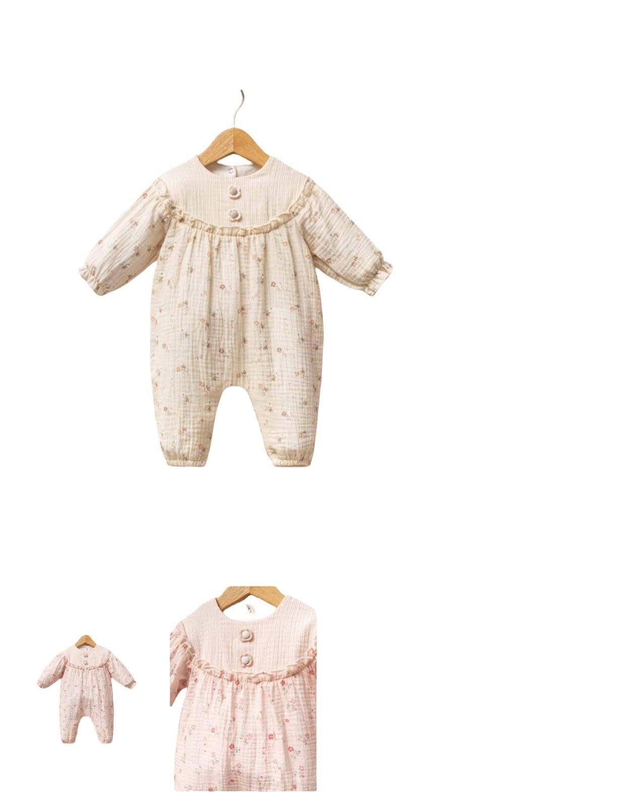 Ditsy Floral Frill Shoulder Romper baby dungree TONGS