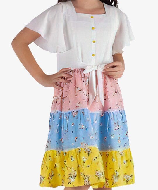 Multicolored Soft Short Sleeve Summer Dress DRESS PAFIM