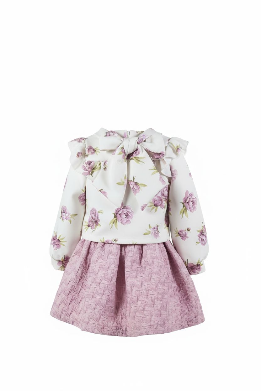 Girls' Floral Bow Top and Skirt Set (1-4 Years) My Liz