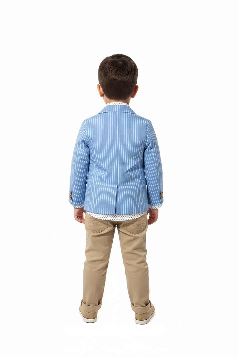 Boys' Blazer Suit with Bow Tie (2-5 Years) - Blue & Beige boys outfit concept kids