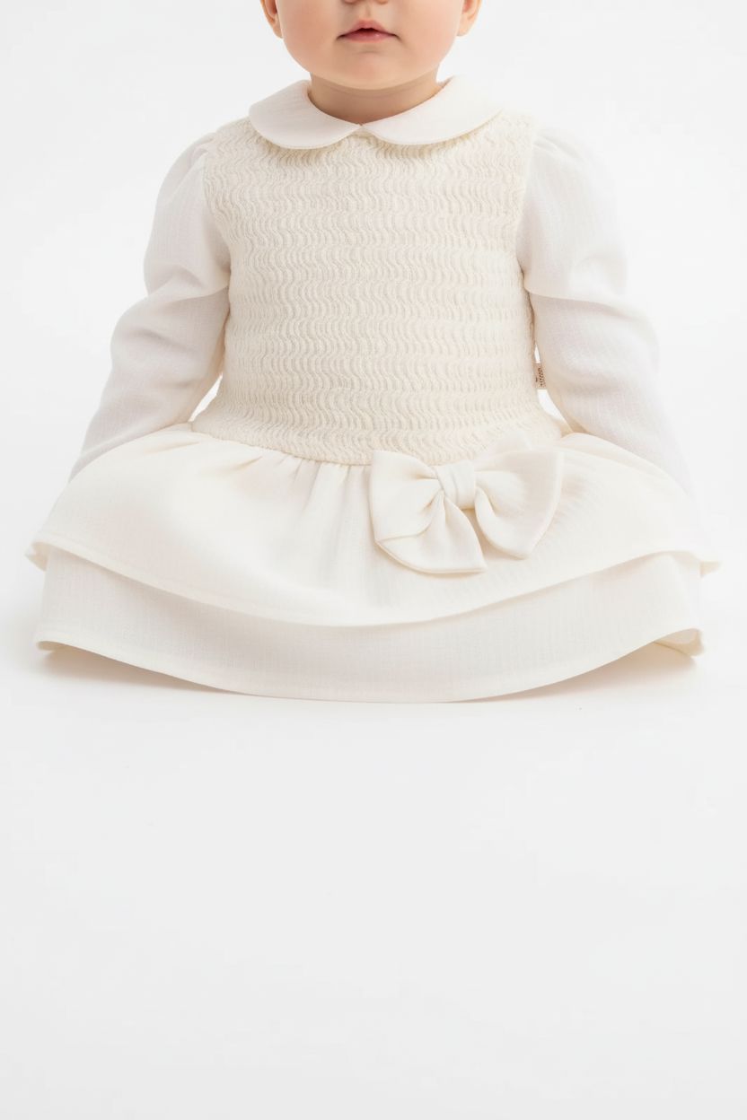 Baby Girl Ecru Smocked Dress Baby dress my mio