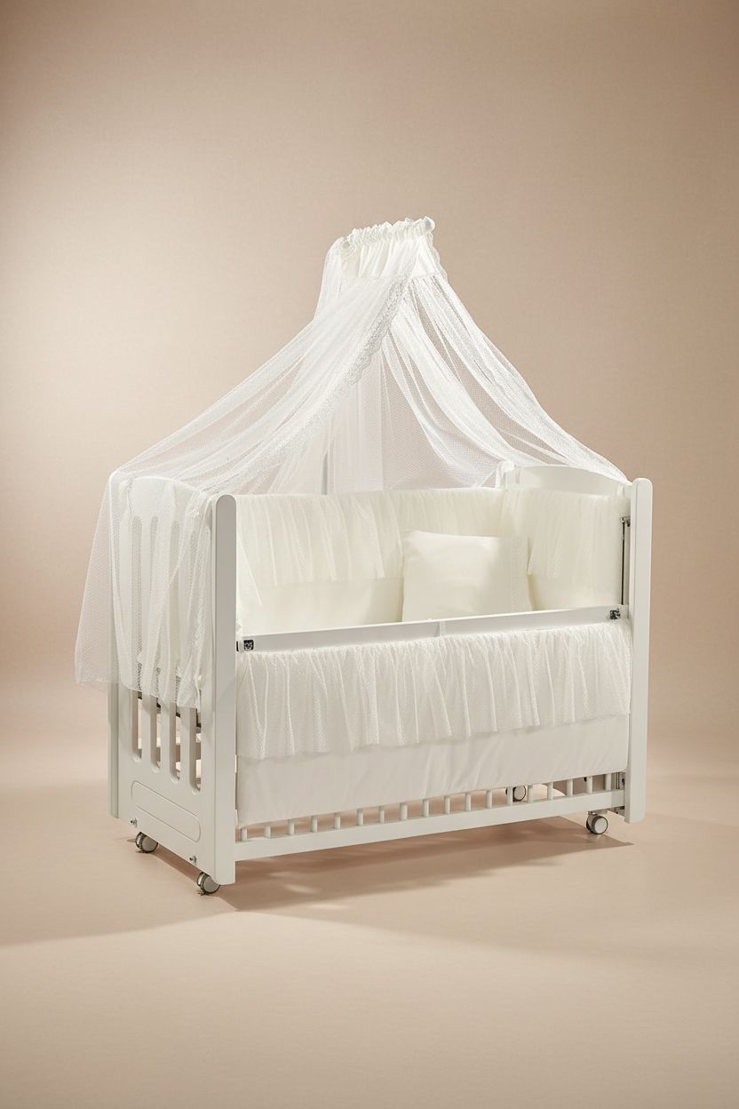 MeltemKids Mia Co-Sleeper Wooden Rocking Cradle 60x120 cm baby crib Meltem Kids