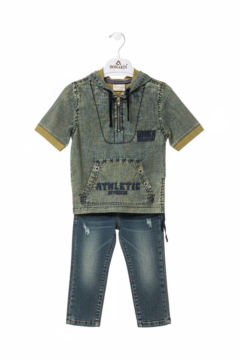 Boys' Denim Hoodie and Jeans Set (1-4 Years) General DOMAKIN