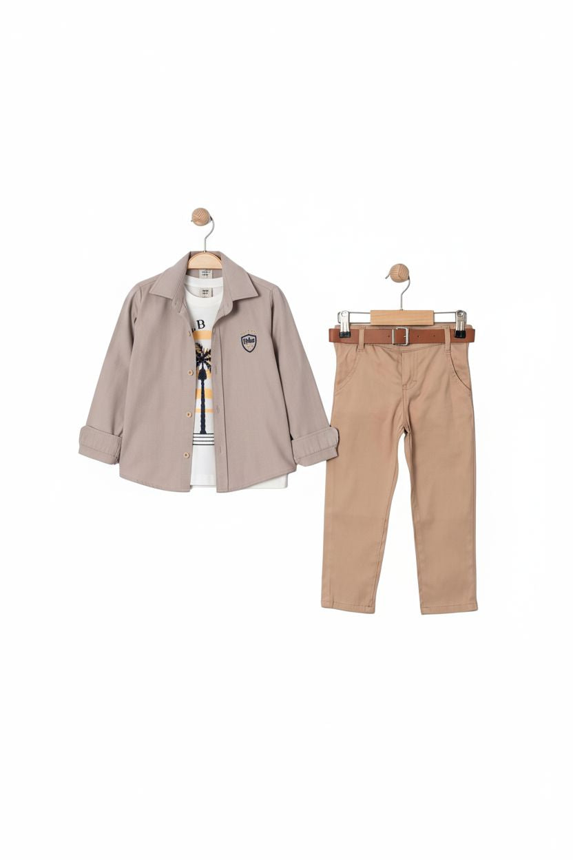 Boys' 3-Piece Smart Casual Set - Shirt, Chinos and T-Shirt (2-6 Yrs) boys outfit Togi