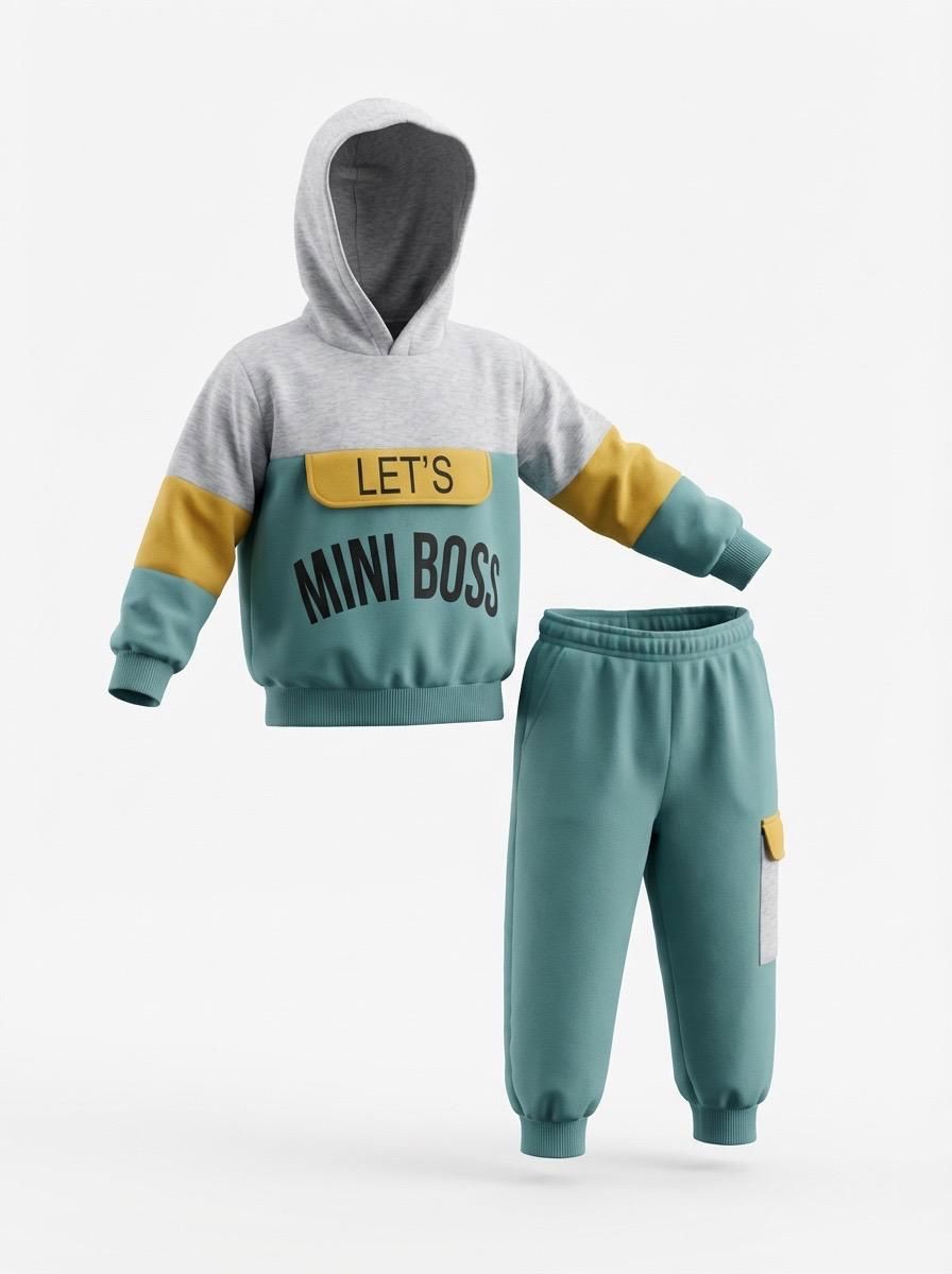 Mini Boss Boys Tracksuit Set with Hood (18-24M) - 2 Pieces Çağkon