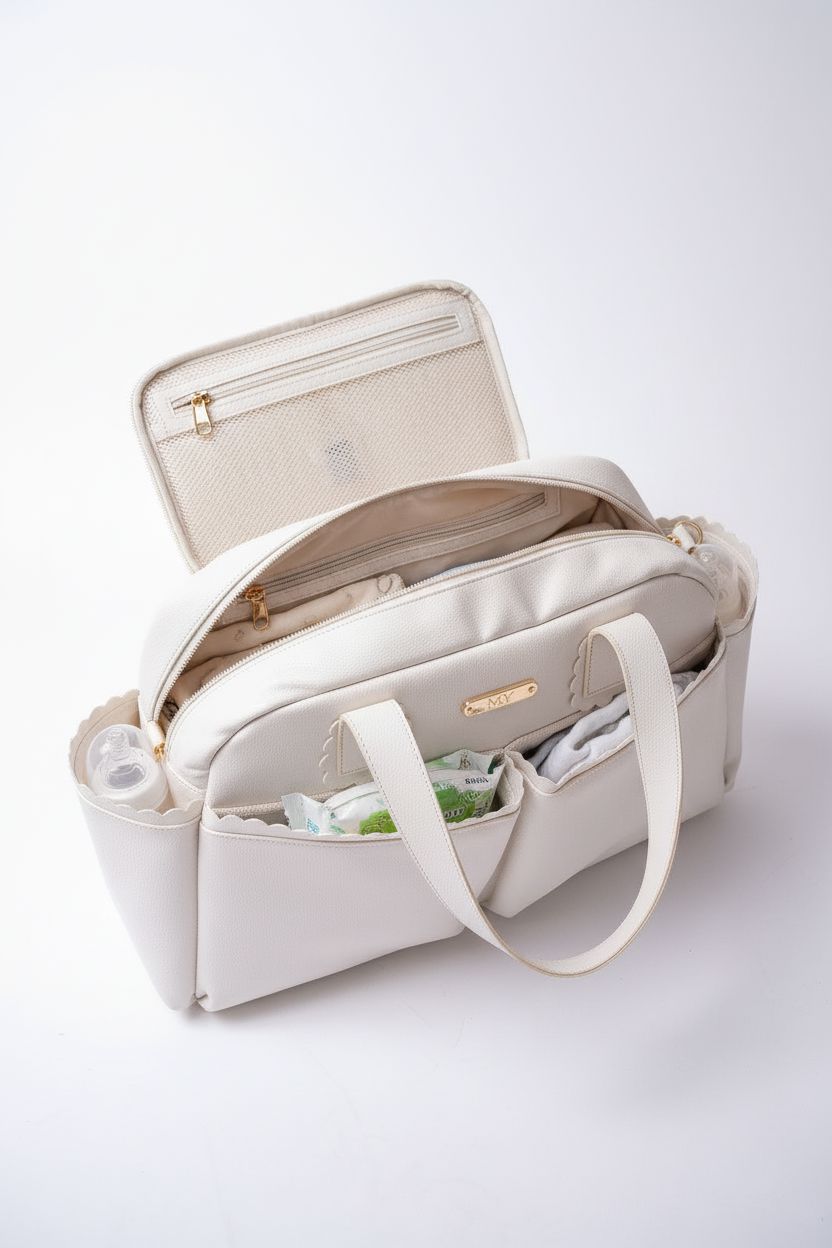 Cream Scalloped Diaper Bag baby diaper bag M&Y