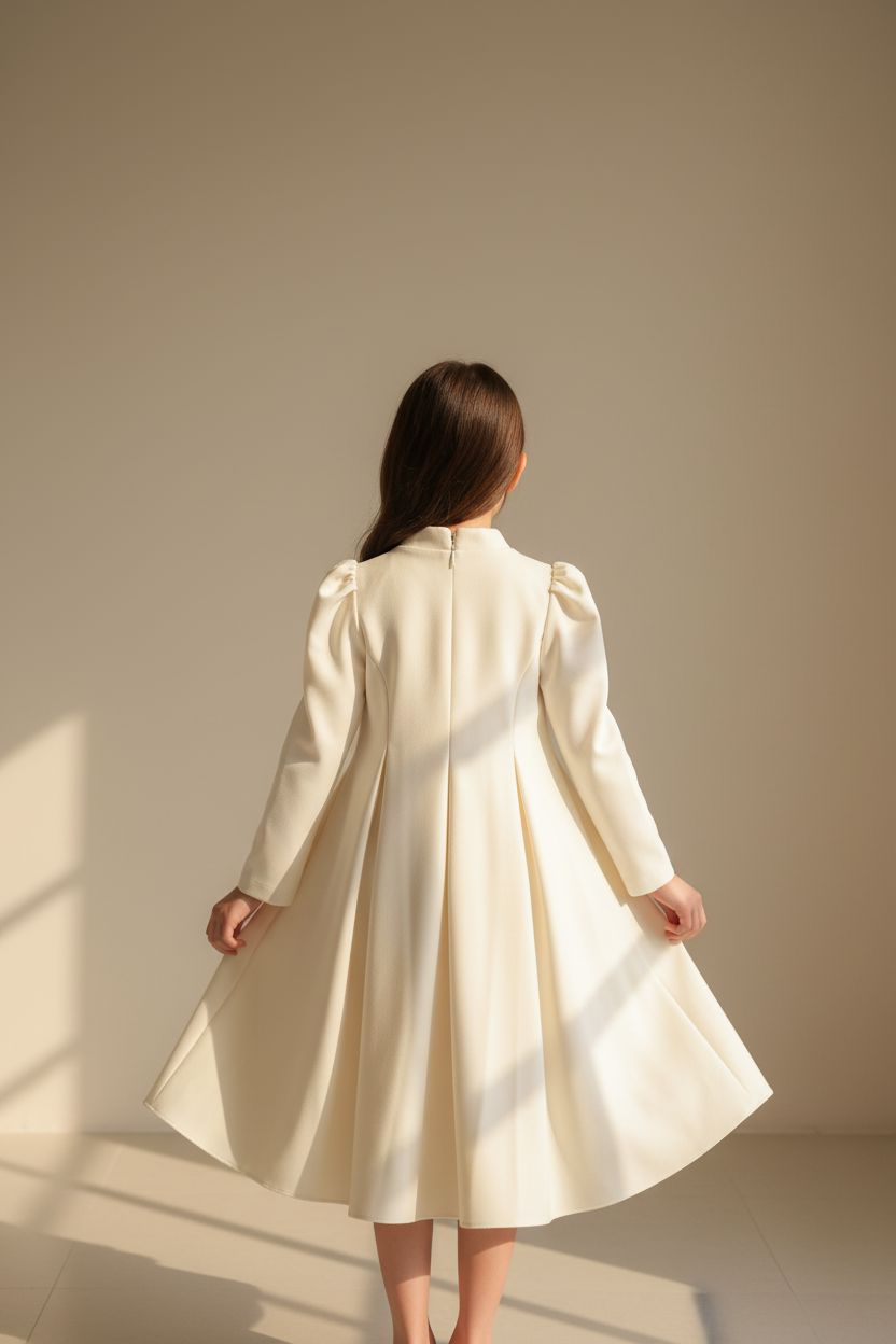 Elegant Cream Puff Sleeve Dress (8-13 Years) Girls Wear Himms
