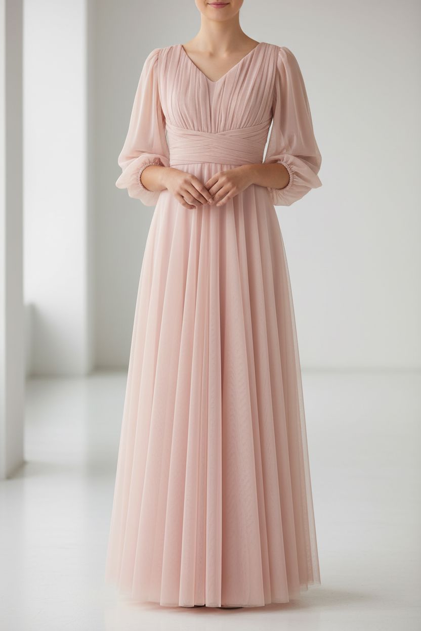 Pink Pleated Bodice Maxi Dress with Flowing Skirt for Teens Teens party Dress MISS HELIN'A