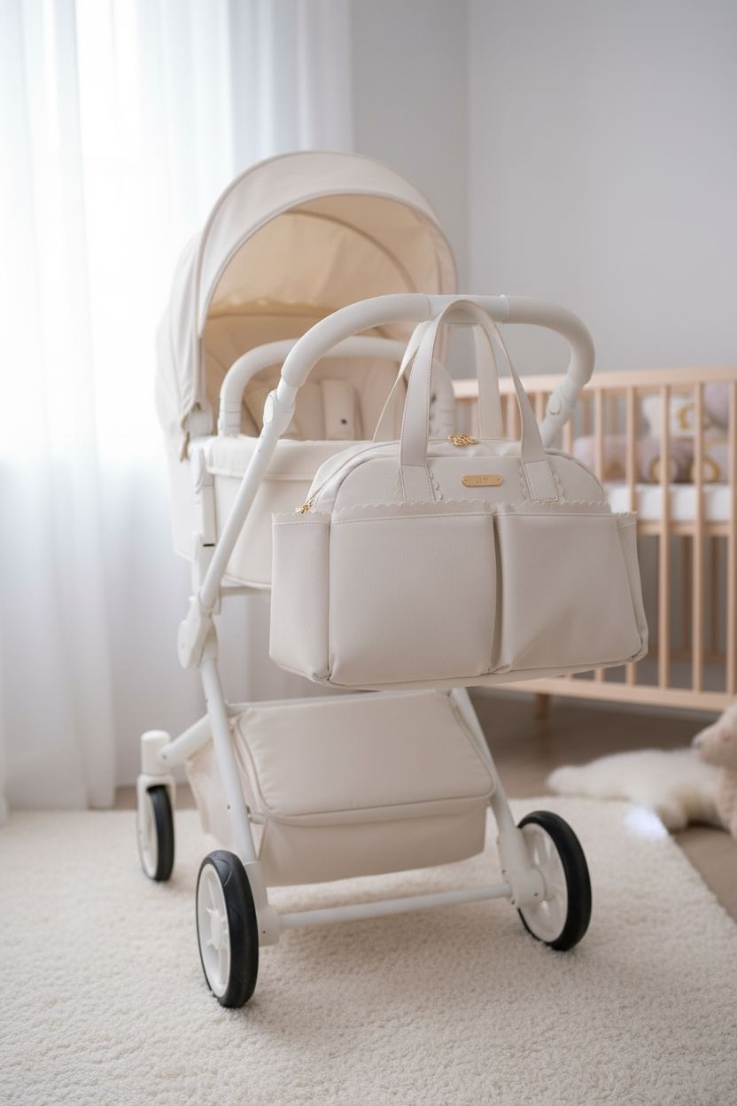 Cream Scalloped Diaper Bag baby diaper bag M&Y