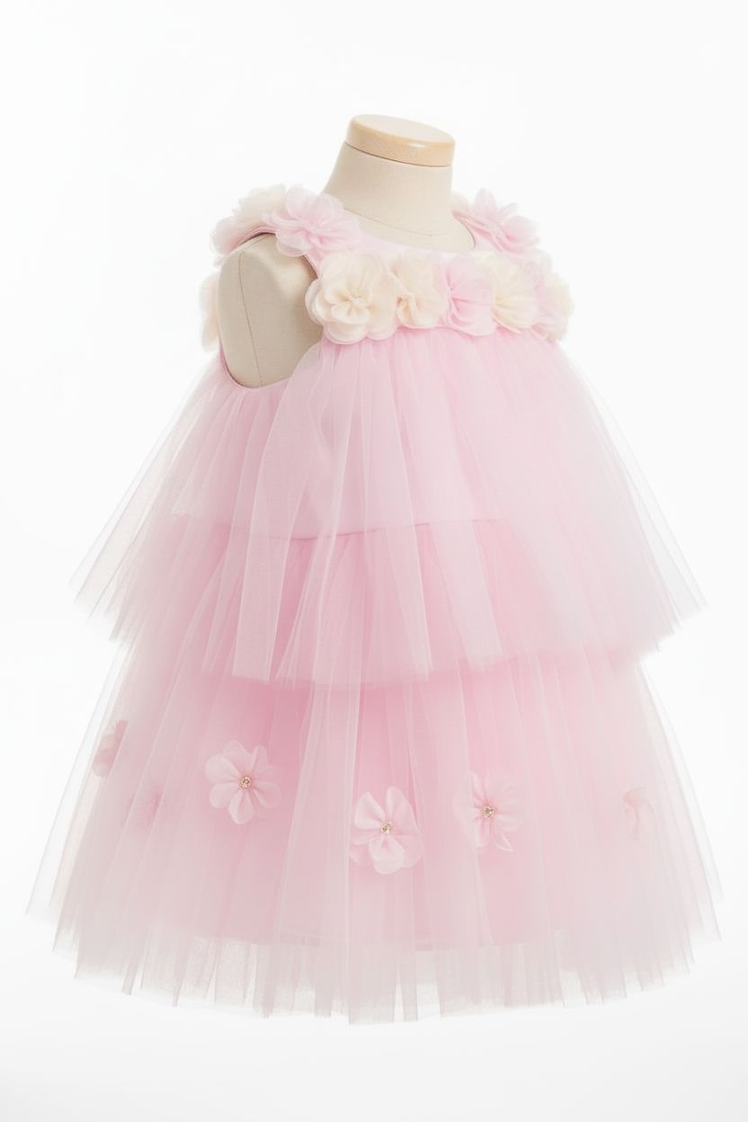 Pink Floral Tulle Dress (6-36 Months) Party Dress Olivia
