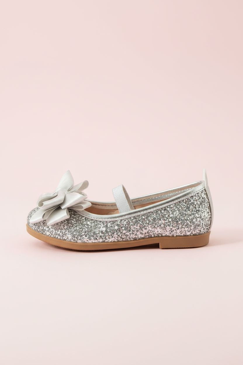 Sparkle Princess Bow Shoes - Silver SHOES Mia&Lui