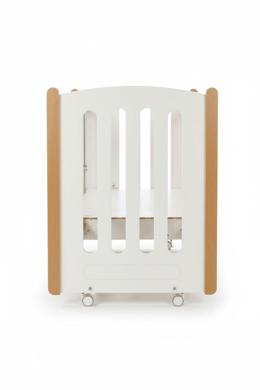 Mia Bedside Crib with Mattress - Natural White Baby Crib Meltem Kids