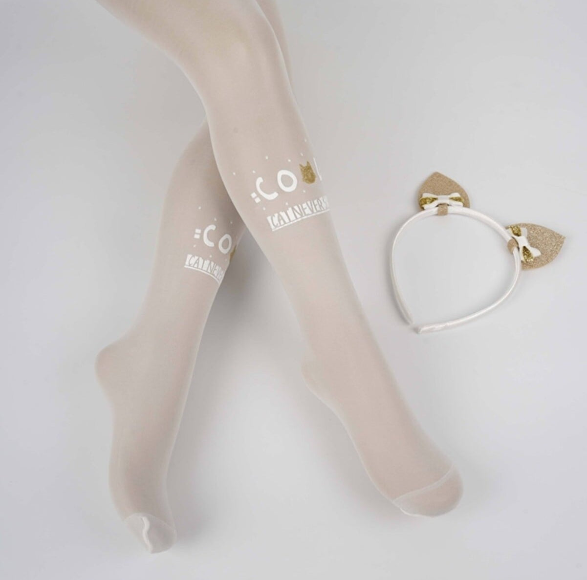 Cool Crown Printed Thin Tights - Gold TİGHTS KATAMİNO