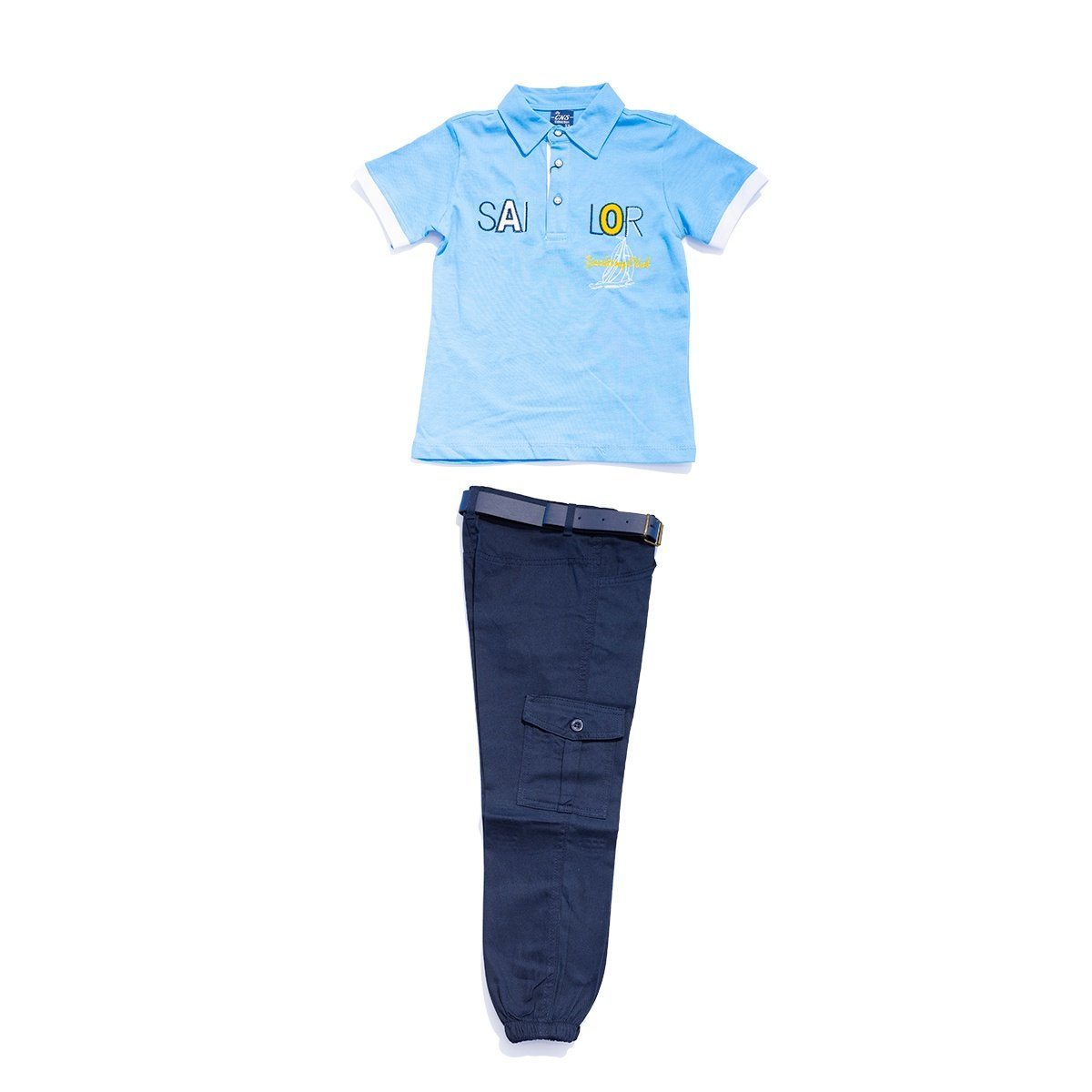 Sailor Yacht Polo Shirt & Pants 3 Piece Kids Set - Blue KIDS WEAR By CNS 