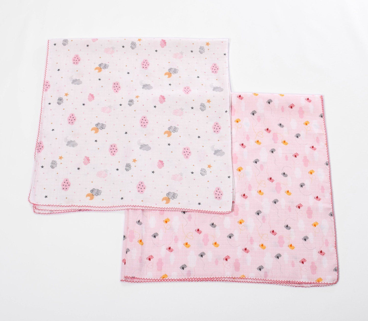 Birds & Clouds Baby Blanket 2 Piece Set - Pink Blanket IPEKSI BABY 