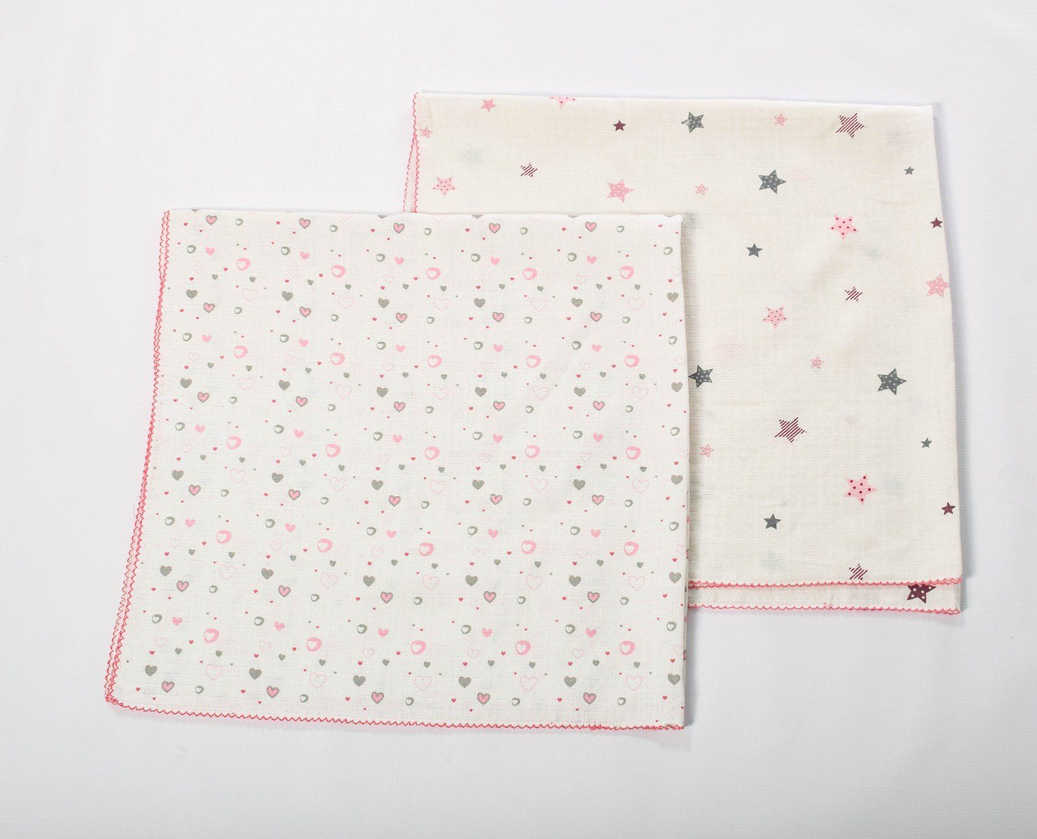 Hearts & Stars Baby Blanket 2 Piece Set - Pink Blanket ayküz bebe 