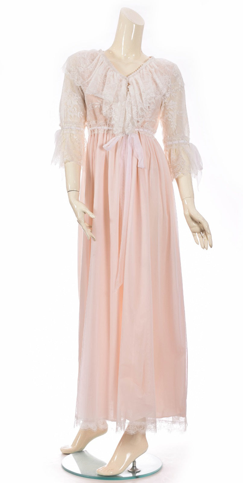 Lace Frill & Chiffon Night Dress - Peach Dress Coco Box 