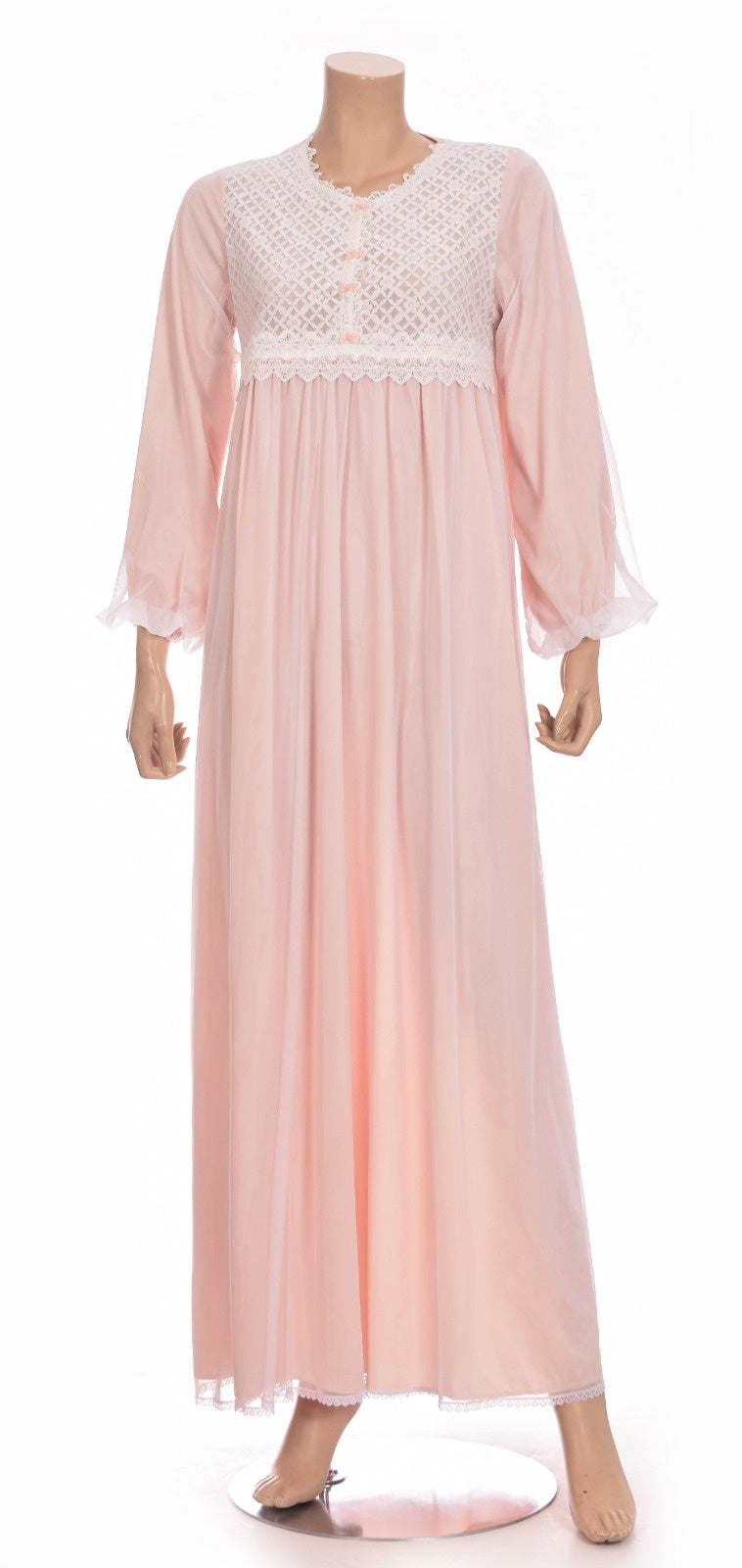Floral Patterns Lace & Chiffon Night Dress - Peach Dress Coco Box