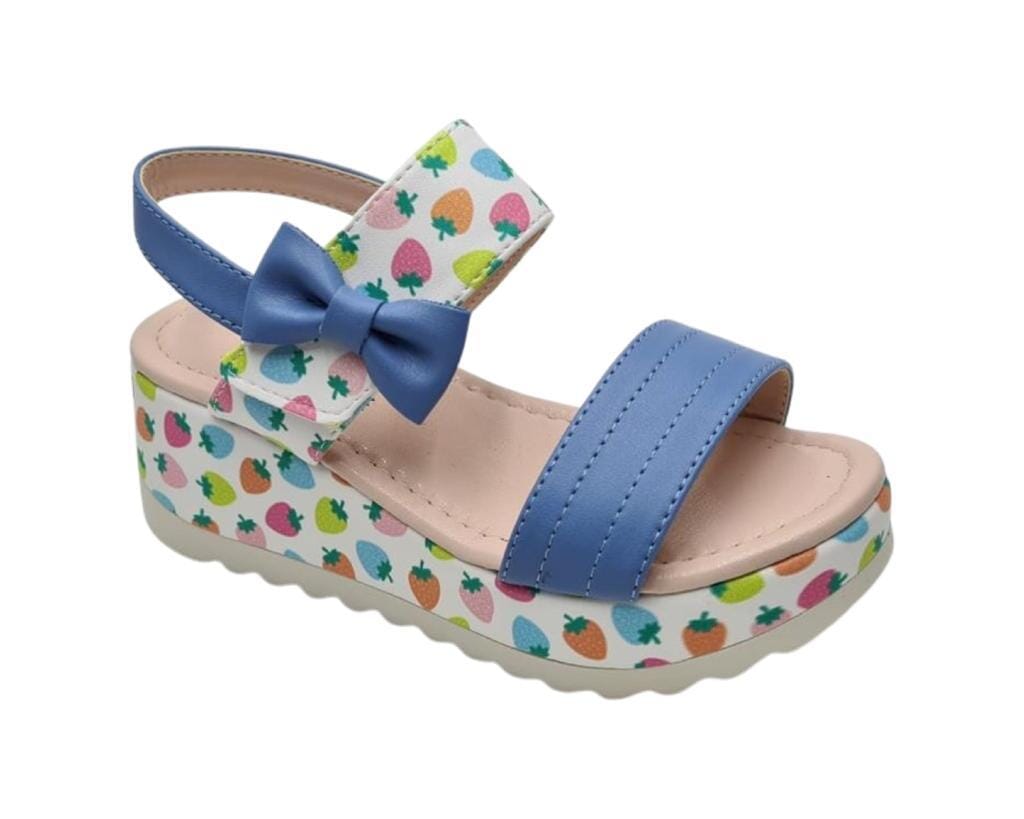 sandals with fruit pattern and bow detail.