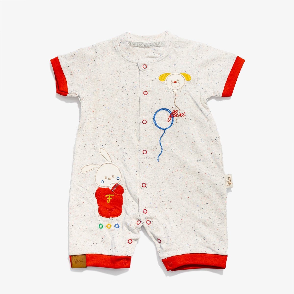 Cute romper with animal graphics and snaps.