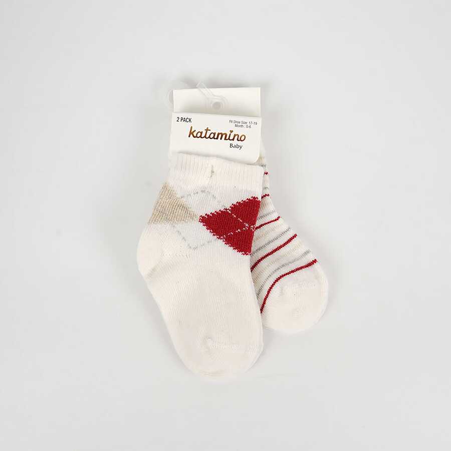 Argyle & Stripe 2 in 1 Baby Boy Socks Socks KATAMİNO