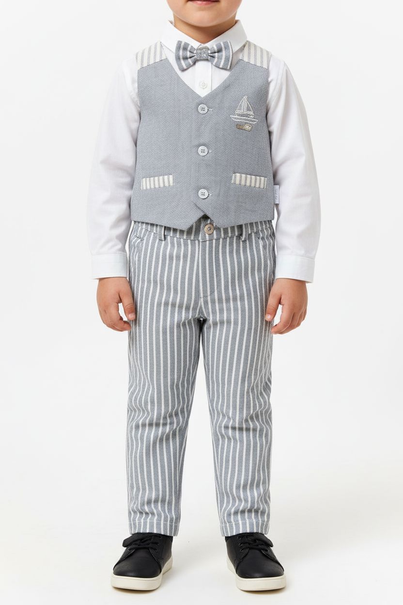Striped 4-Piece Formal Baby Boy Set with Vest & Bow Tie baby & toddler Babydola 