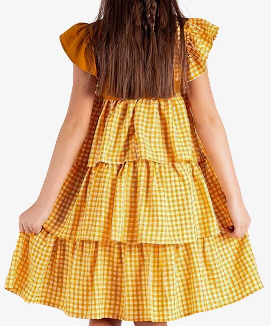 Frill Sleeves Check Cotton Dress General PAFIM 