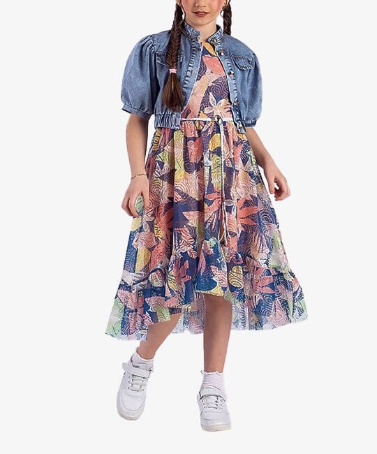 Sleeveless Orange Dress with A Jacket General PAFIM 