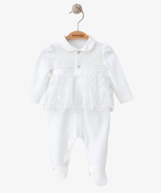 Baby Girls' White Lace Waist Romper: Elegance and Comfort for Your Little One General my mio 