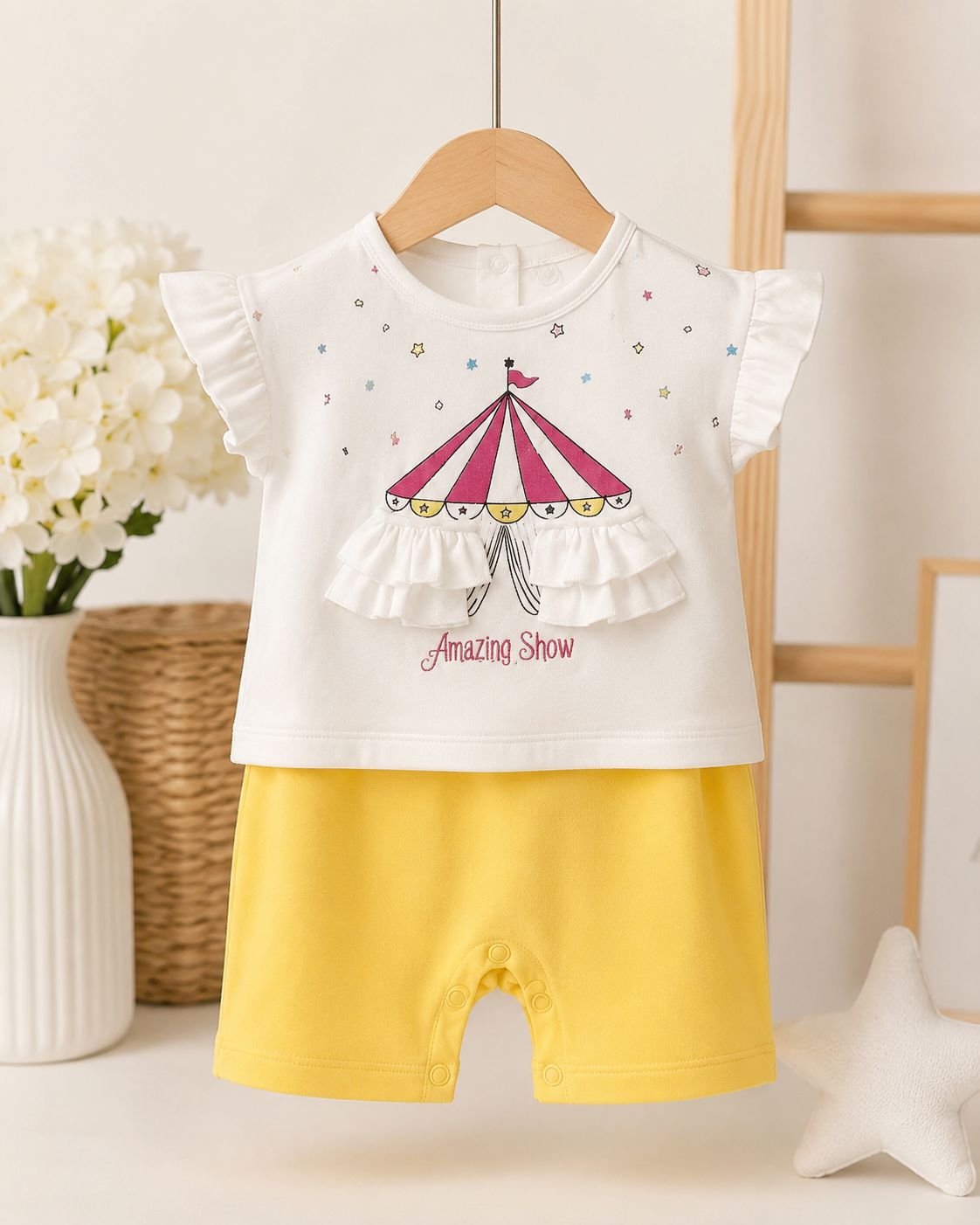 Circus Print Cotton Girls Romper Baby Romper Not specified 