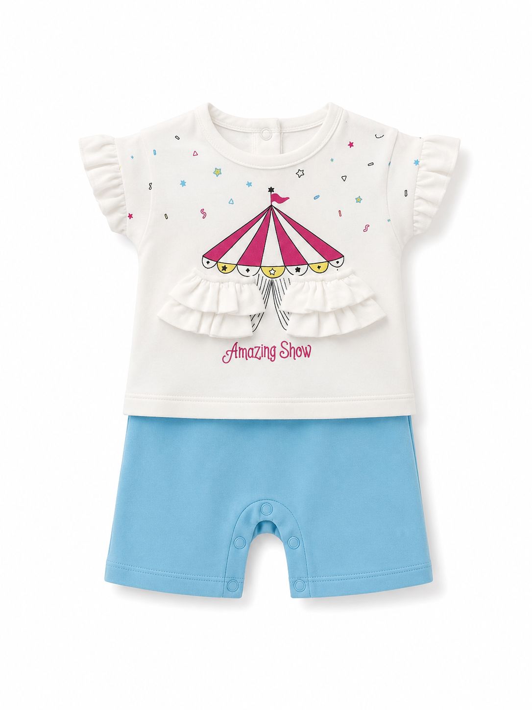 Circus Print Cotton Girls Romper Baby Romper Not specified 