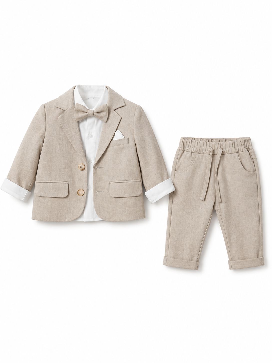 Baby Boy Beige Linen Blazer Set baby boy outfit concept kids 