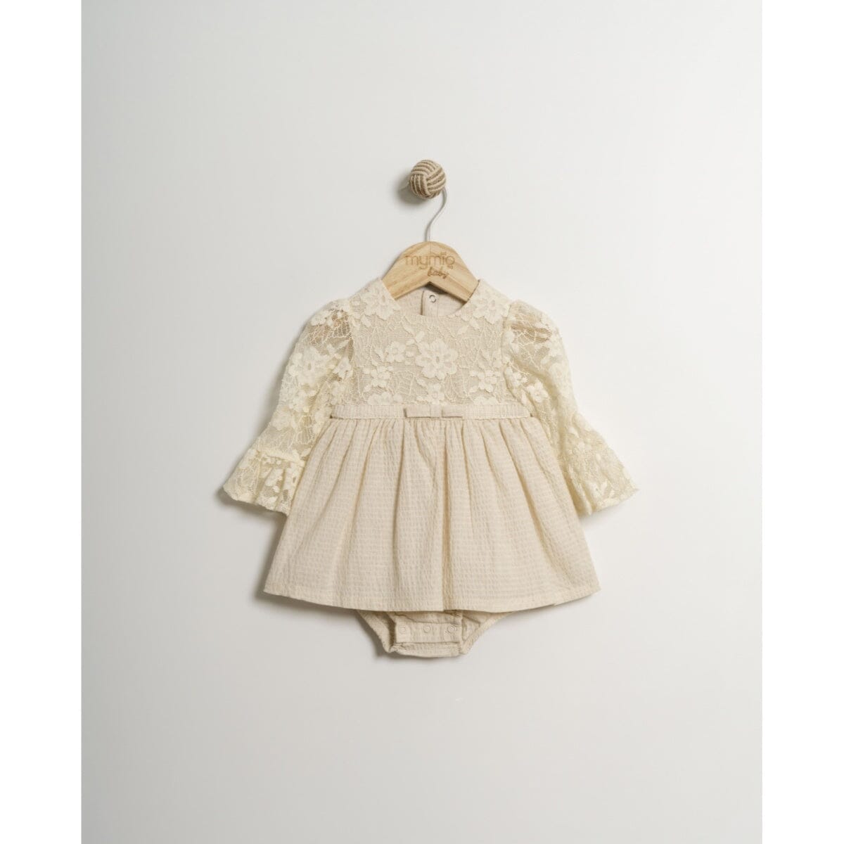 Baby Girl Beige Lace Dress & Bodysuit Set Baby dress mymio 