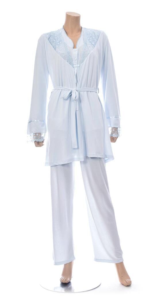 Basma – Reception Wear – Short Robe and Pants Pajama Set Available in Baby Blue General Xses 