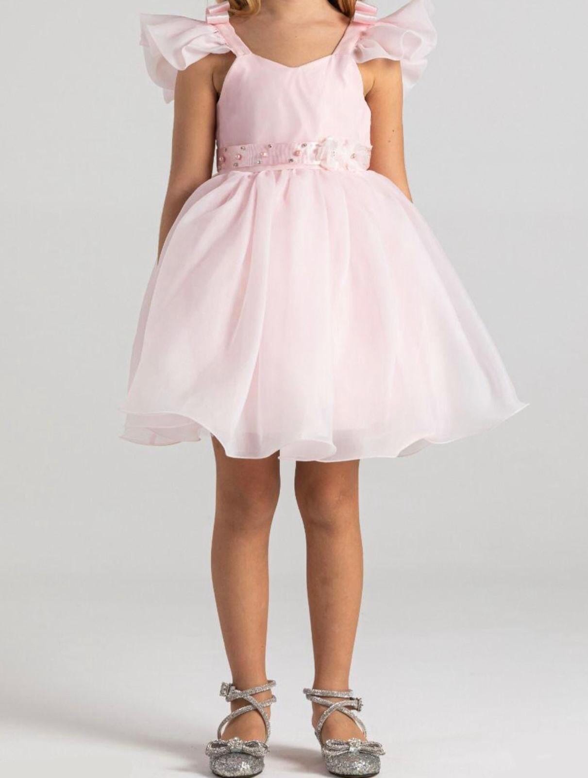 Elegant Pink Ruffle Sleeve Dress for Toddlers and Kids Party Dress Helenakids 