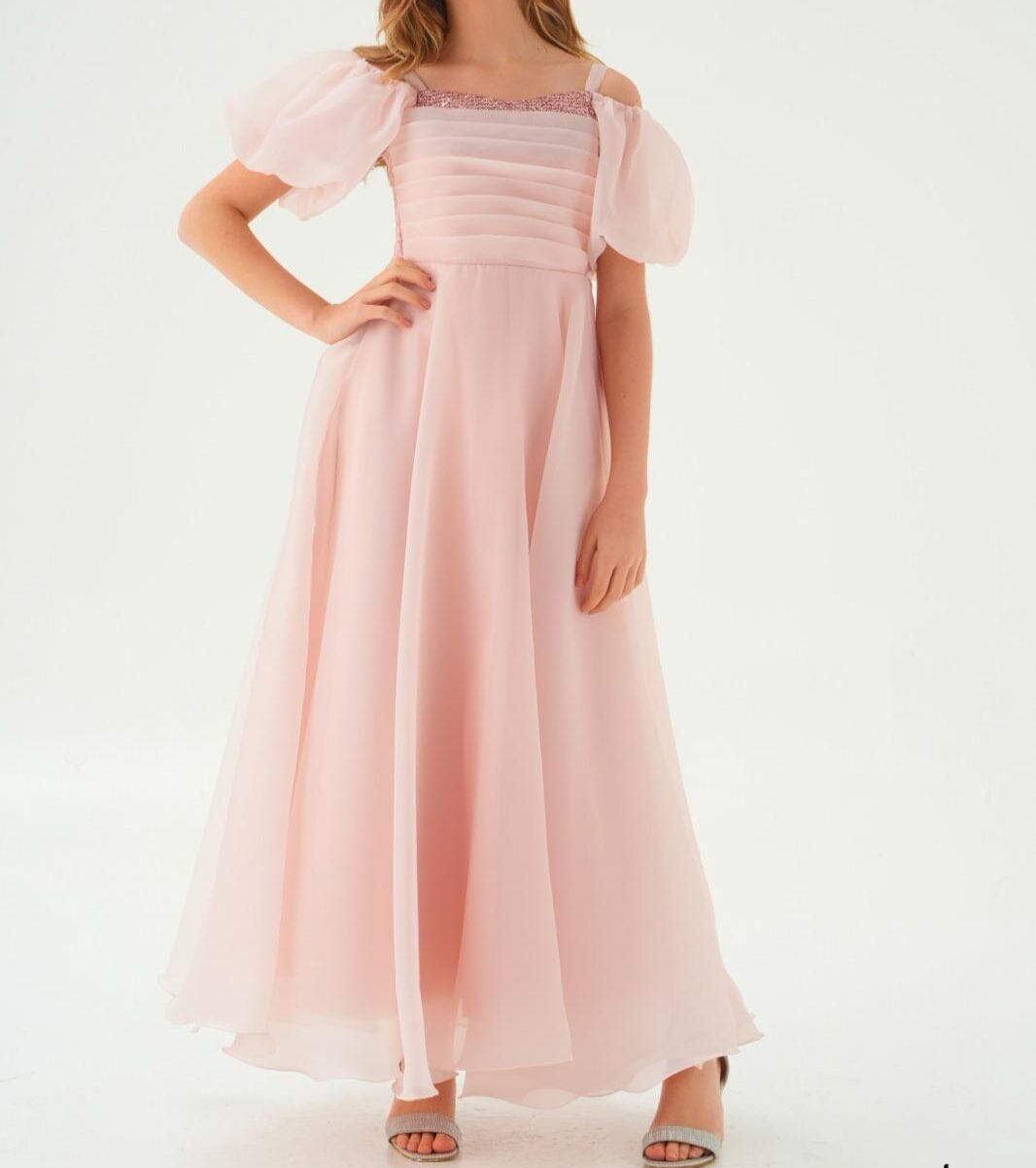 PinkTeen Long Taffeta Dress Teens party Dress Helenakids 