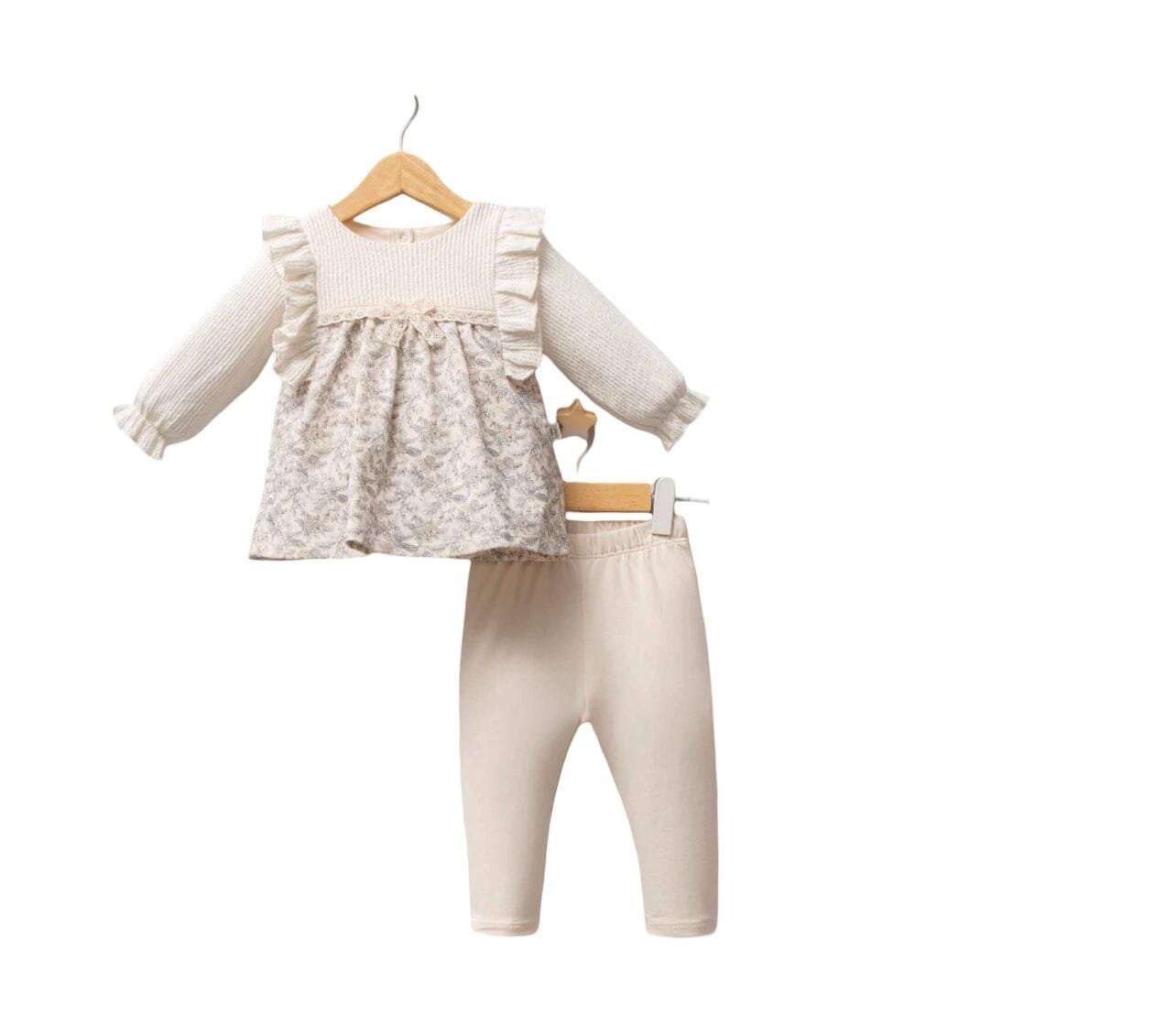 Floral Smocked Dress & Leggings Set - Ecru (6-36M) Baby dress TONGS 
