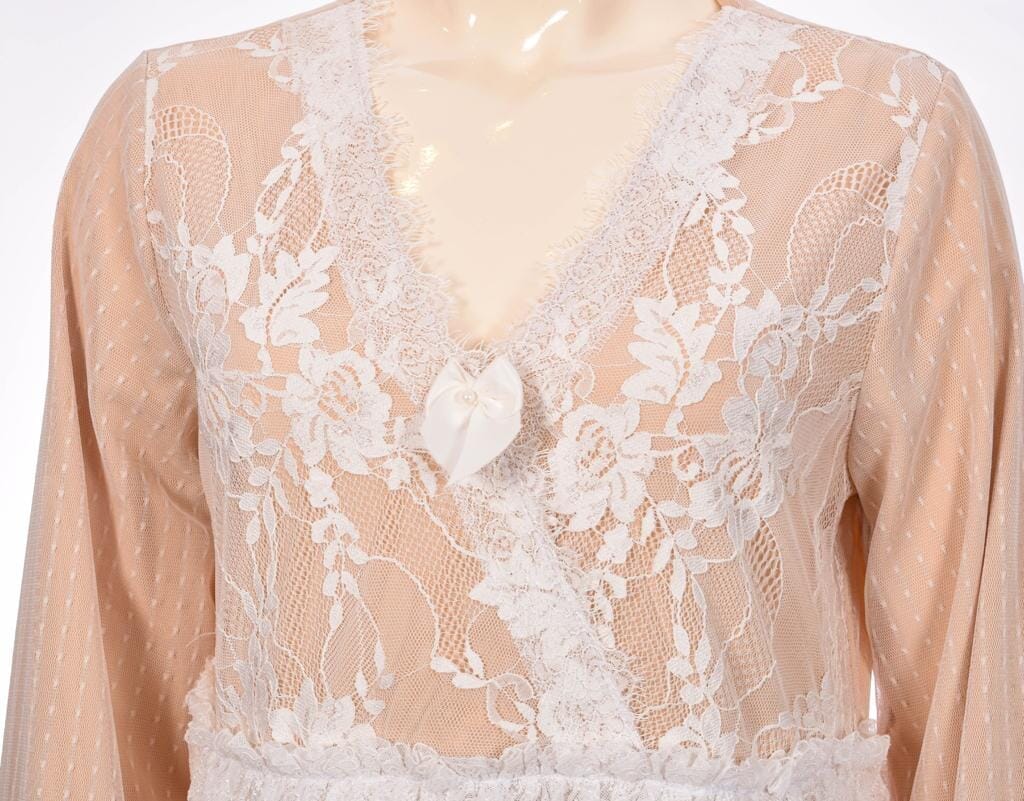 Asila – Reception Wear – Long Nightgown Available in Pink, Beige, and White General Coco Box 
