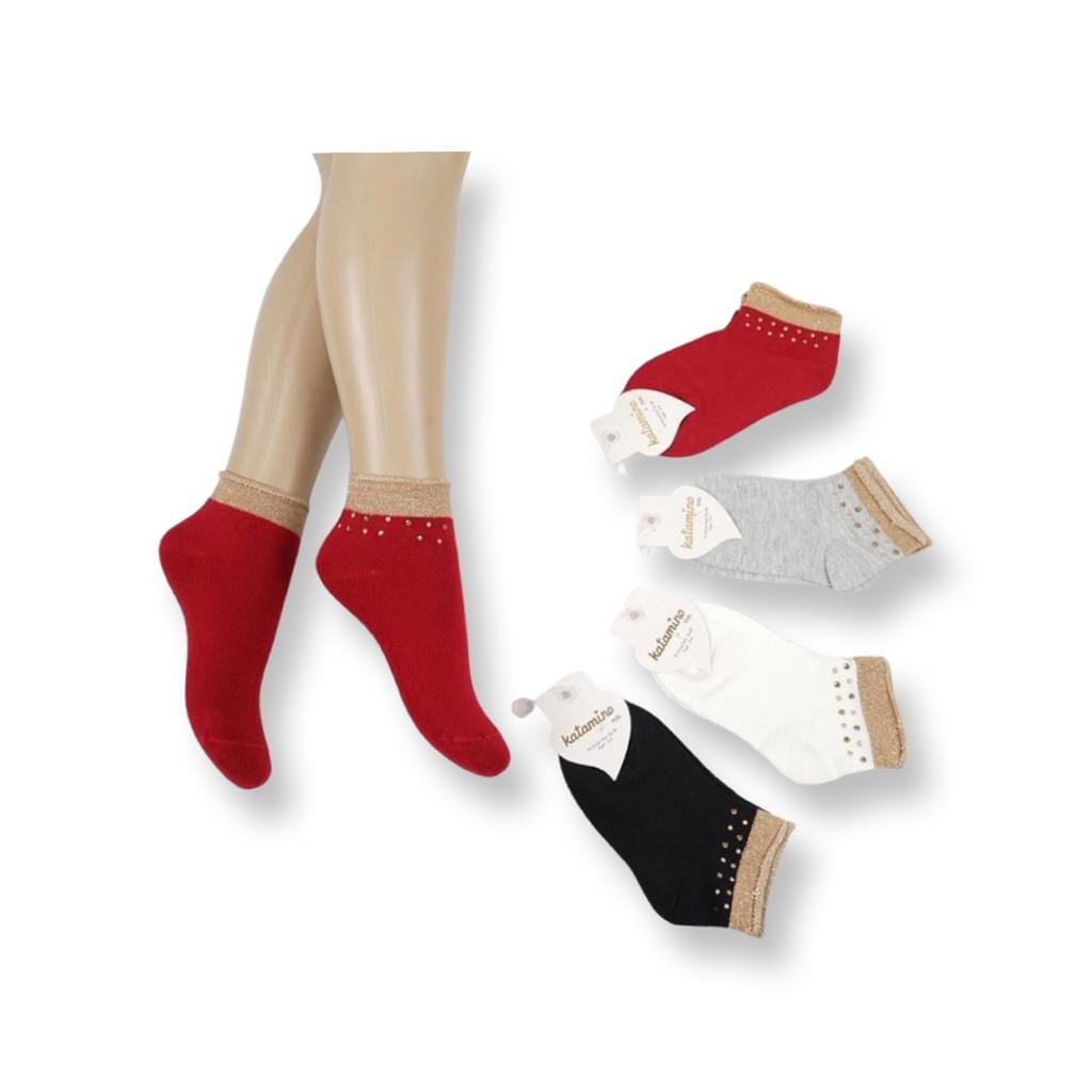4-pack Glittery Trainer Ankle Socks for Girls Socks KATAMİNO 