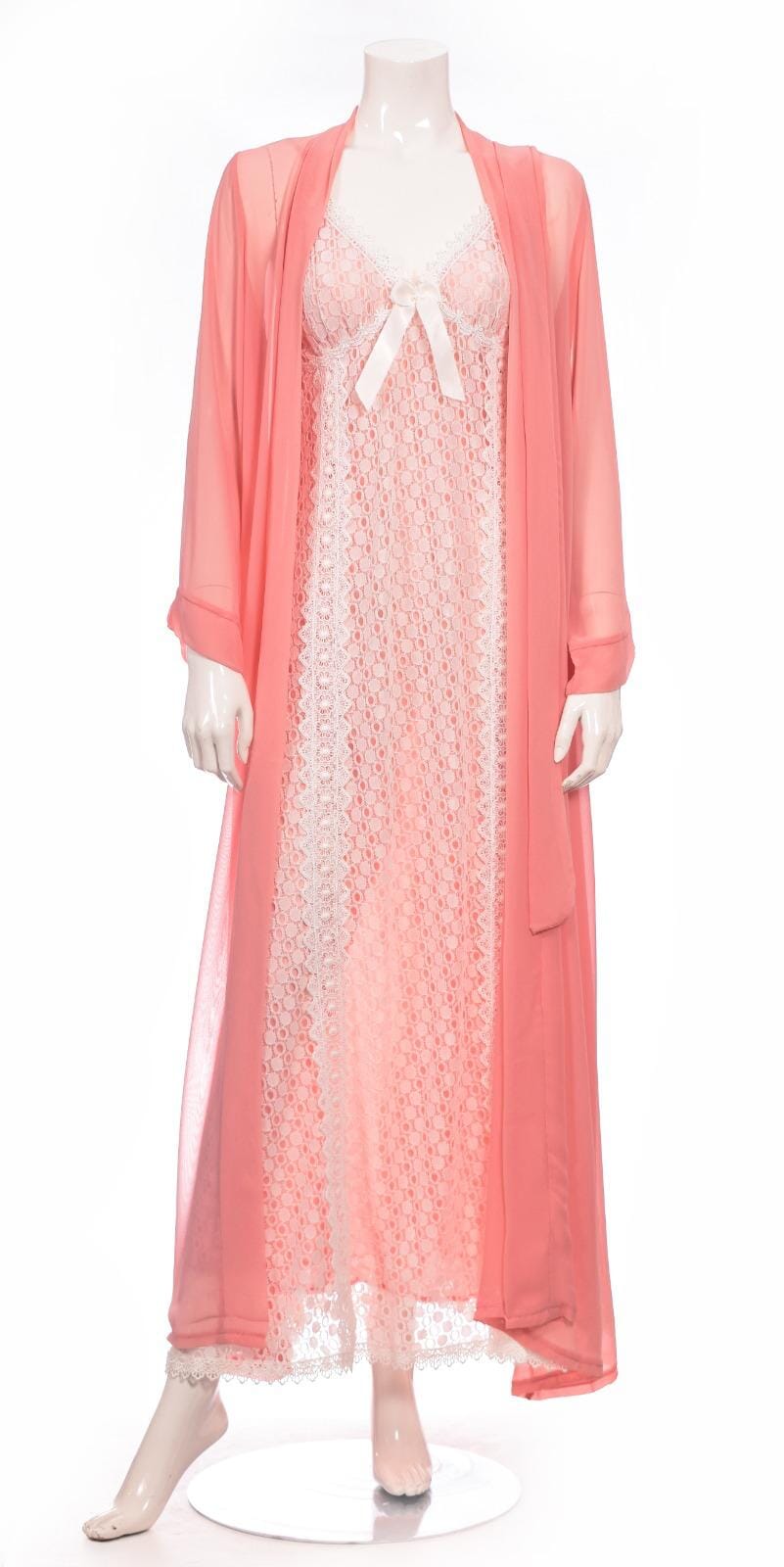 Ayla – Bridal and Reception Set – Silk Chiffon Robe and Long Nightgown General Coco Box 