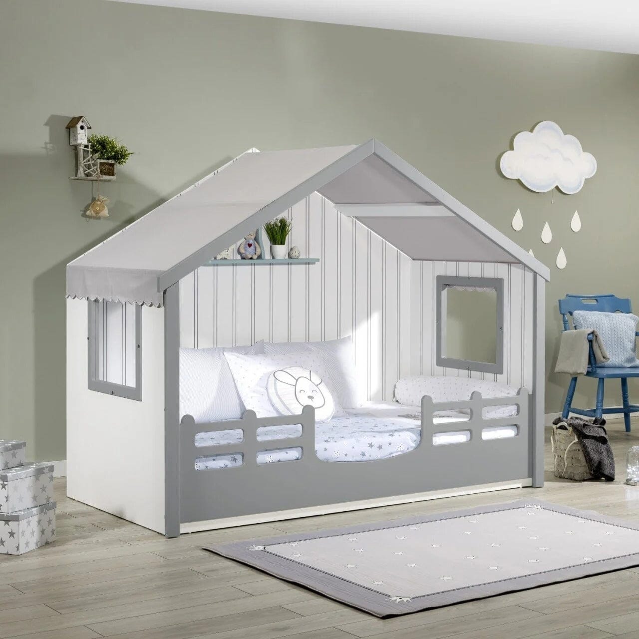 Boune Dreamy Gray Montessori Bed 100x200 cm by Meltem Kids furniture Meltem Kids 