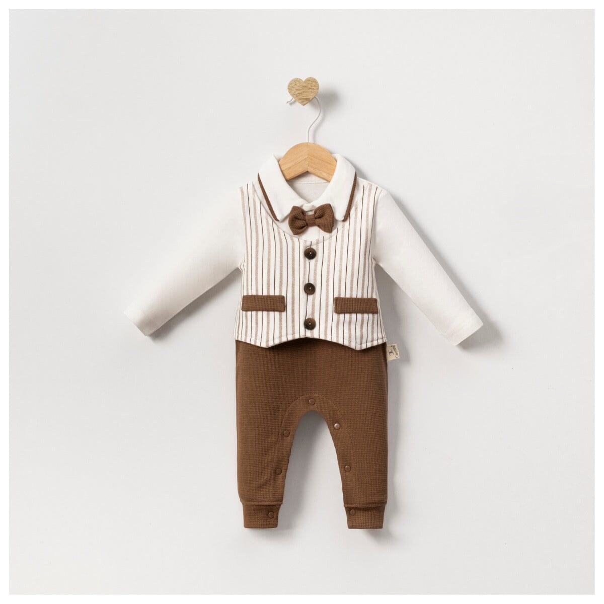 Elegant Baby Boy Suit Set - Navy and Brown baby boy sleepsuit Mini Zeyn 